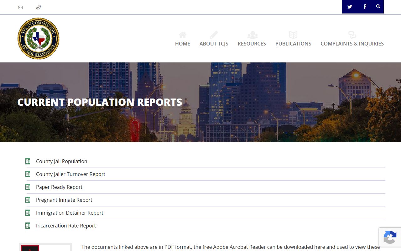 Sutton County inmate population source on Texas Commission on Jail Standards reports page